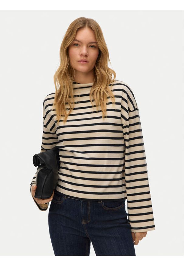 Vero Moda Bluzka Urena 10339132 Beżowy Oversize. Kolor: beżowy. Materiał: bawełna