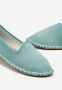 Born2be - Niebieskie Espadryle Balerinki z Ozdobnymi Przeszyciami Firavione. Okazja: na co dzień, na imprezę. Kolor: niebieski. Materiał: len. Sezon: lato. Styl: klasyczny, casual #6