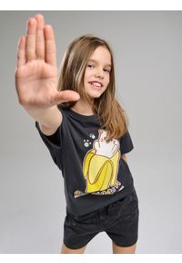 Sinsay - Bawełniana koszulka z nadrukiem Bananya - szary. Kolor: szary. Materiał: bawełna. Wzór: nadruk #1