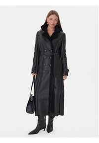BARDOT - Bardot Płaszcz przejściowy 59622JB1 Czarny Regular Fit. Kolor: czarny. Materiał: skóra #6