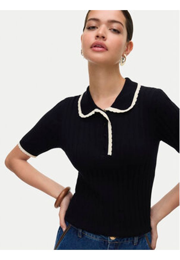 Vero Moda Sweter Manon 10336939 Czarny Slim Fit. Kolor: czarny. Materiał: wiskoza