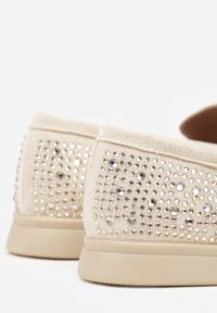 Born2be - Beżowe Mokasyny Ozdobione Cyrkoniami i Aplikacjami Isirsyss. Okazja: na co dzień. Kolor: beżowy. Materiał: jeans. Wzór: aplikacja. Styl: casual, elegancki #3