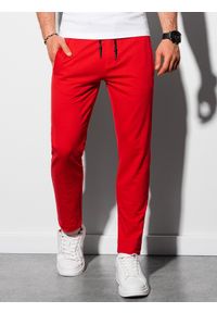 Ombre Clothing - Spodnie męskie dresowe P950 - czerwone - XXL. Kolor: czerwony. Materiał: dresówka. Styl: klasyczny