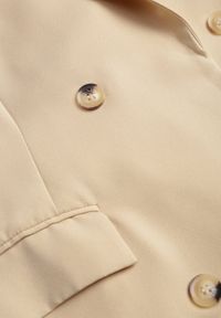 Renee - Beżowa Marynarka z Klapami Ruqae. Kolor: beżowy. Wzór: aplikacja #3