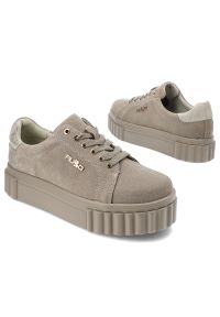 Beżowe Sneakersy Filippo Sportowe Obuwie Damskie. Zapięcie: sznurówki. Kolor: beżowy. Materiał: guma, zamsz #5