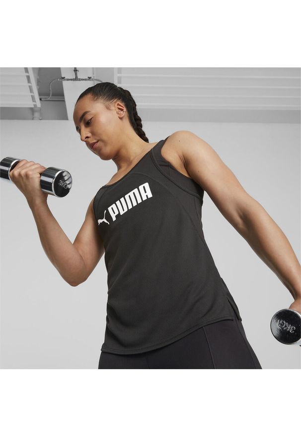 Puma - Koszulka treningowa damska PUMA Fit Fashion Ultrabreathe Allover Tank. Kolor: biały, wielokolorowy, czarny. Materiał: materiał, poliester