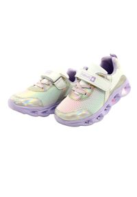 NEWS - ADI Buty Sportowe Świecące LED Rzepy News 22DZ32-4837 Lilac-White fioletowe różowe srebrny. Zapięcie: rzepy. Kolor: różowy, srebrny, wielokolorowy, fioletowy. Materiał: skóra ekologiczna, materiał #3