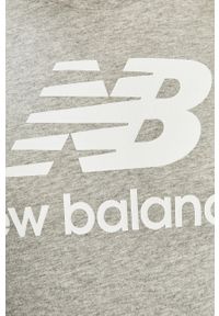 New Balance - Top WT91546AG. Okazja: na co dzień. Kolor: szary. Materiał: dzianina. Wzór: nadruk. Styl: casual