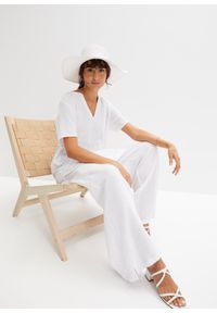 bonprix - Długa tunika muślinowa z czystej bawełny. Kolor: biały. Materiał: bawełna. Długość rękawa: krótki rękaw. Długość: krótkie, długie #2