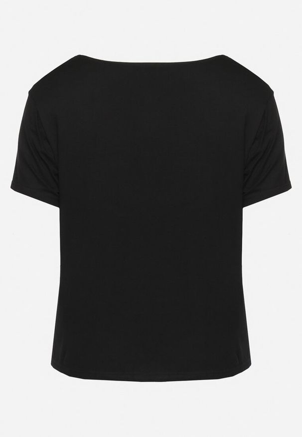 Born2be - Czarny Klasyczny T-shirt z Koronką przy Dekolcie Fioma. Okazja: na spotkanie biznesowe. Kolor: czarny. Materiał: koronka. Wzór: koronka. Styl: klasyczny