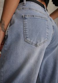 Renee - Niebieskie Jeansy Balloon z Bawełną High Waist Pronadina. Okazja: na co dzień. Stan: podwyższony. Kolor: niebieski. Styl: casual, retro #2