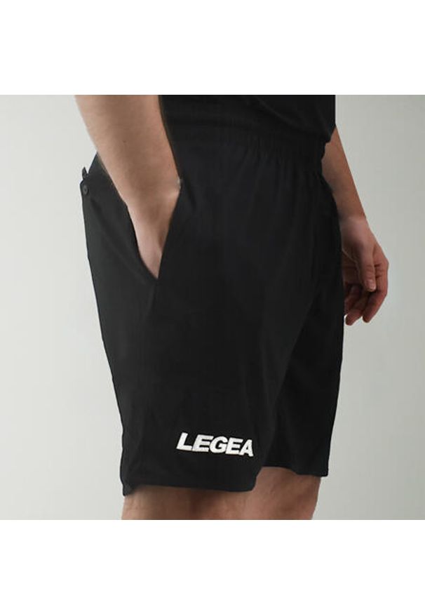 LEGEA - Spodenki sportowe DRIVE. Kolor: czarny. Długość: krótkie. Wzór: haft. Sezon: lato. Sport: turystyka piesza