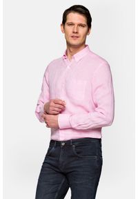 Lancerto - Koszula Różowa Erica. Kolor: różowy. Materiał: len #1