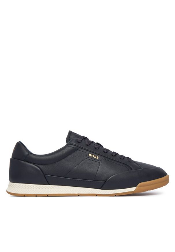 BOSS Sneakersy Nitan 50568493 Granatowy. Kolor: niebieski. Materiał: skóra