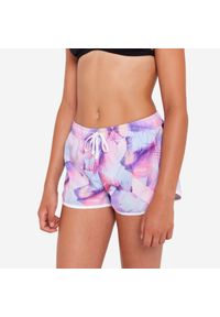 Decathlon - Szorty surfingowe dla dzieci Olaian 100 Katy Posy. Kolor: fioletowy. Materiał: poliester, materiał #1