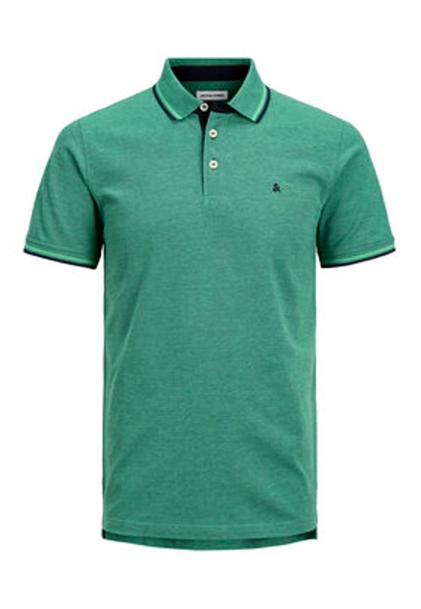 Jack & Jones - Jack&Jones Polo Paulos 12136668 Zielony Slim Fit. Typ kołnierza: polo. Kolor: zielony. Materiał: bawełna