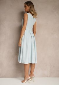 Renee - Niebieska Basicowa Sukienka Vices o Rozkloszowanym Kroju Tolaneia. Okazja: na imprezę, na co dzień. Kolor: niebieski. Styl: klasyczny, casual #4