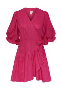 YAS Sukienka 26029985 Fioletowy Regular Fit. Kolor: fioletowy. Materiał: len, wiskoza #4