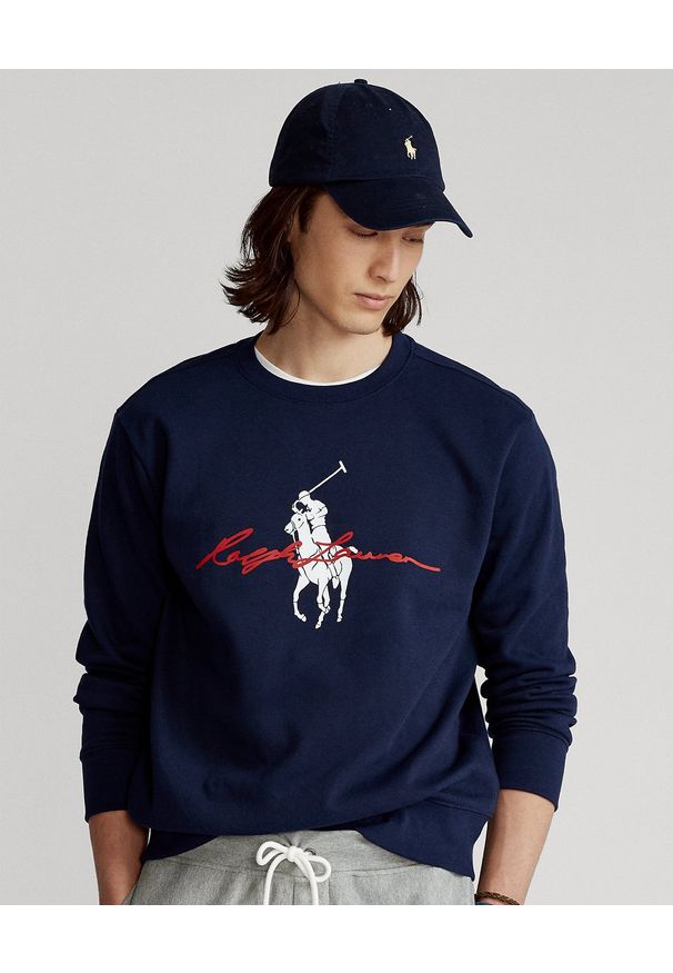 Ralph Lauren - RALPH LAUREN - Granatowa bluza Big Pony. Typ kołnierza: polo, bez kaptura. Kolor: niebieski. Materiał: bawełna, prążkowany. Długość rękawa: długi rękaw. Długość: długie. Wzór: nadruk