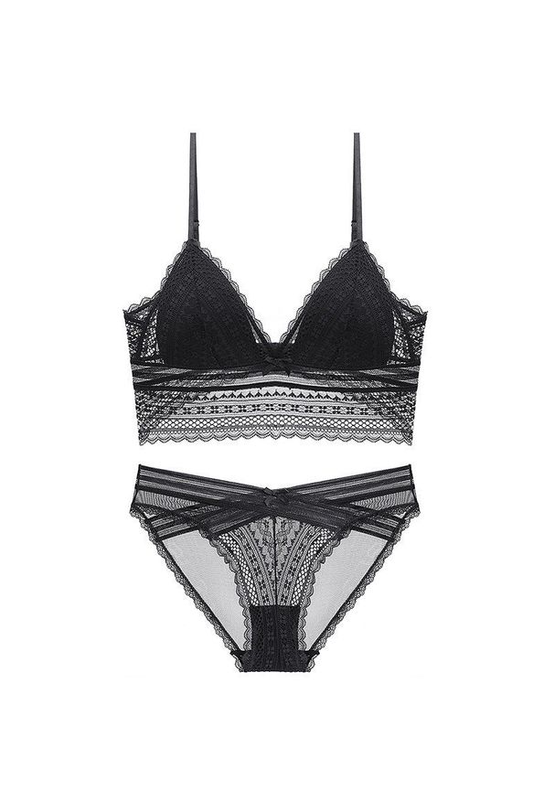 Intica - Koronkowy komplet bielizny z regulowanymi ramiączkami Nadya. Kolor: czarny. Materiał: koronka. Wzór: koronka