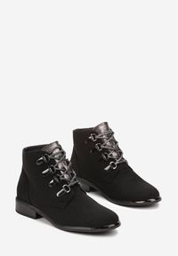 Renee - Czarne Botki za Kostkę z Wiązaniem Injora. Wysokość cholewki: za kostkę. Kolor: czarny #3