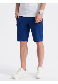 Ombre Clothing - Krótkie spodenki męskie dresowe - niebieskie V1. Okazja: na co dzień. Kolor: niebieski. Materiał: dresówka. Długość: krótkie. Wzór: nadruk. Sezon: wiosna, lato. Styl: klasyczny, casual #5