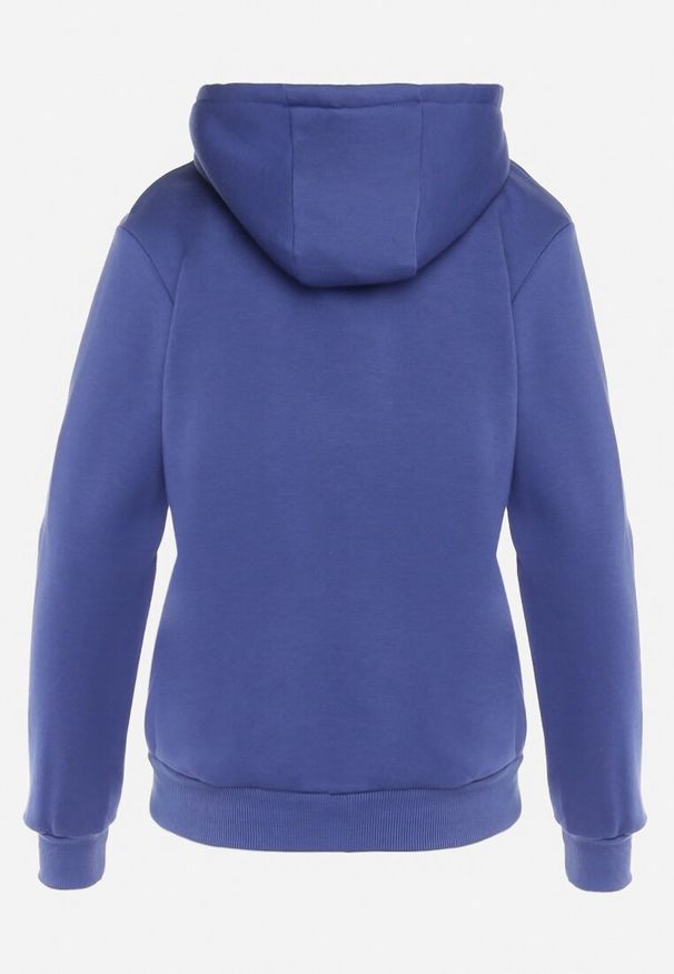 Born2be - Granatowa Bluza z Kapturem Kasseia. Typ kołnierza: kaptur. Kolor: niebieski. Materiał: polar, dzianina. Styl: klasyczny