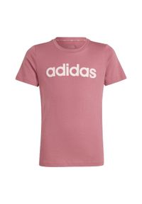 Adidas - Essentials Linear Logo Cotton Slim Fit Tee. Kolor: różowy, wielokolorowy, czerwony