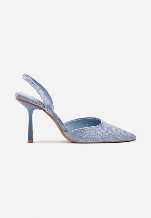 Born2be - Niebieskie Sandały z Elegancką Plecionką na Szpiczastym Nosku Serapina. Nosek buta: szpiczasty. Kolor: niebieski. Sezon: lato. Obcas: na obcasie. Styl: elegancki. Wysokość obcasa: średni