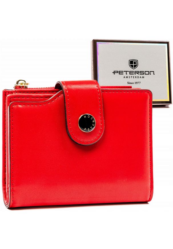 Portfel damski Peterson PTN 012-JI czerwony. Kolor: czerwony. Materiał: skóra ekologiczna