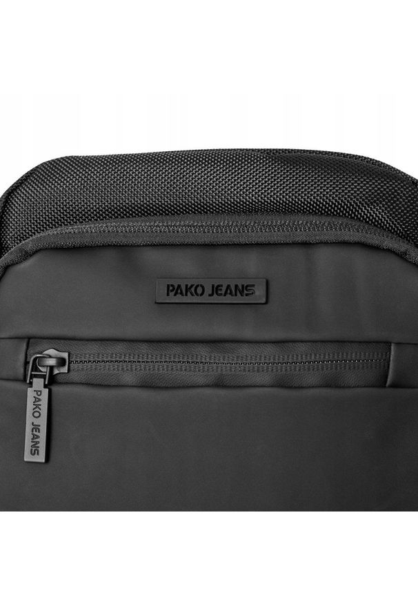Czarna, Męska Torba na Ramię Typu Crossbody - Pako Jeans. Kolor: czarny. Materiał: poliester