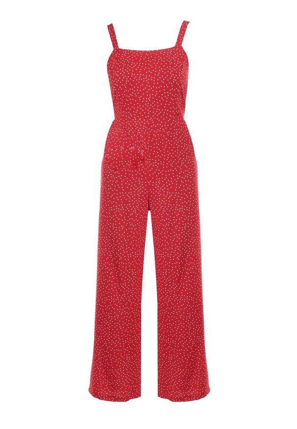 Born2be - Bordowy Kombinezon Aereira. Okazja: na co dzień, na imprezę. Kolor: czerwony. Długość rękawa: na ramiączkach. Długość: długie. Wzór: aplikacja, kropki. Sezon: lato. Styl: casual