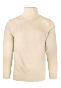 Elegancki Golf Męski - Brave Soul - Kremowy (Śmietankowy). Typ kołnierza: golf. Kolor: kremowy. Materiał: bawełna. Sezon: zima, jesień. Styl: elegancki #1