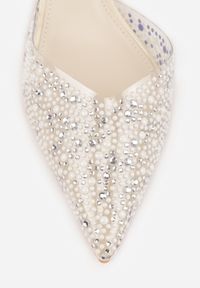 Born2be - Beżowe Czółenka z Transparentną Cholewką Perełkami i Cyrkoniami Jinnata. Kolor: beżowy. Szerokość cholewki: normalna. Wzór: aplikacja. Styl: elegancki, wizytowy #7