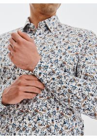 Pako Lorente - PAK LORENTE - Biała koszula męska kolorowe kwiaty. Kolor: biały. Materiał: bawełna, elastan. Długość rękawa: długi rękaw. Długość: długie. Wzór: kolorowy, kwiaty. Sezon: jesień #4