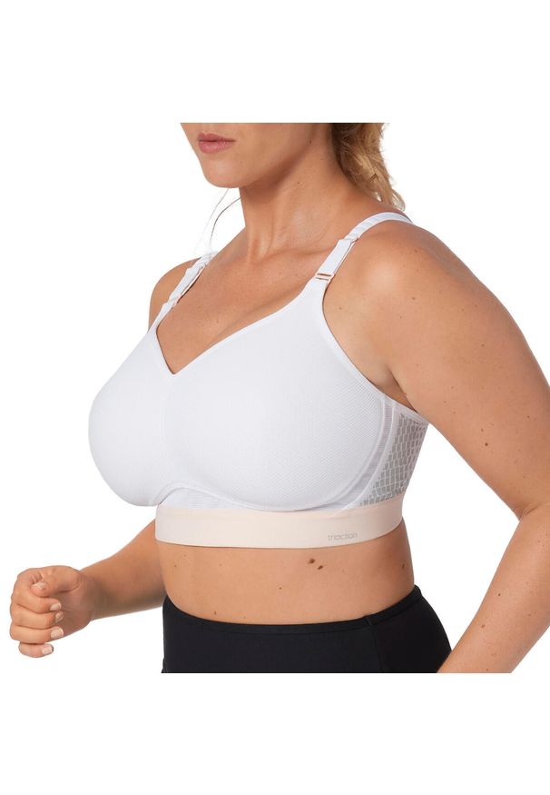 TRIACTION - Stanik do biegania Hybrid Lite z wysoki poziomem podtrzymywania. Kolor: biały. Materiał: poliester, poliamid, bawełna, elastan. Sport: bieganie