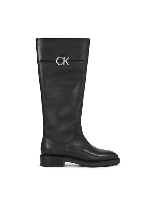 Calvin Klein Kozaki Rubber Sole Knee Boot W/Hw HW0HW01689 Czarny. Kolor: czarny