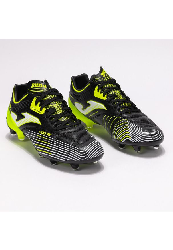 Joma Score 2501 Buty Piłkarskie FG Czarne/Fluo Zielone EU 42.5. Kolor: zielony, czarny, wielokolorowy. Sport: piłka nożna