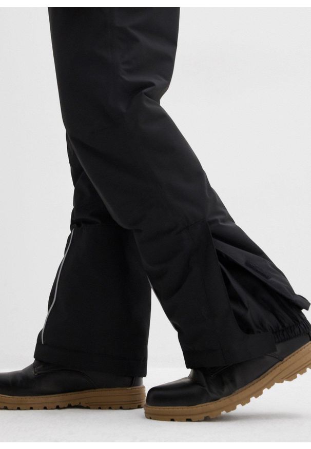 bonprix - Funkcjonalne spodnie na szelkach, z odblaskowymi detalami, wodoodporne. Kolor: czarny