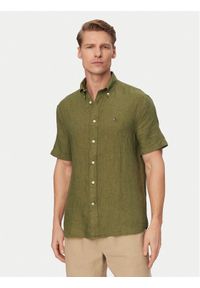 TOMMY HILFIGER - Tommy Hilfiger Koszula MW0MW41531 Zielony ciemny Regular Fit. Kolor: zielony. Materiał: len #1