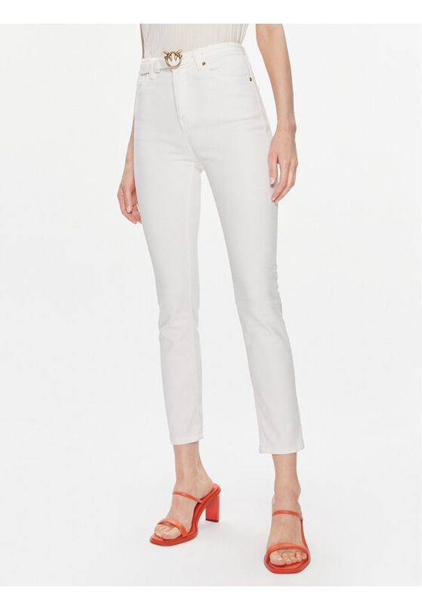 Pinko Jeansy 100161 A1JM Écru Skinny Fit. Materiał: wiskoza, bawełna