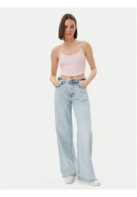 Guess Top V5GP16 K8RT2 Różowy Regular Fit. Kolor: różowy. Materiał: wiskoza