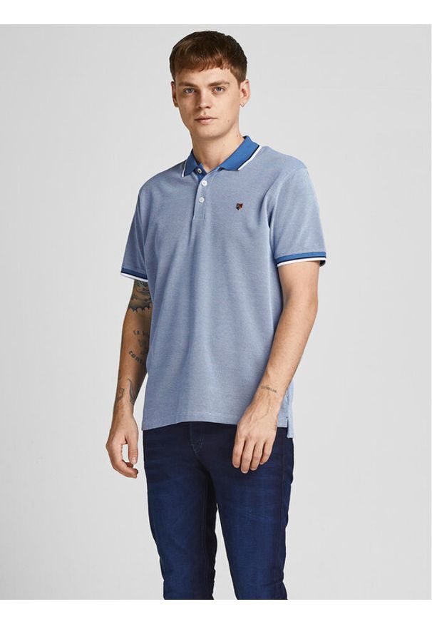 Jack & Jones - Jack&Jones Polo Bluwin 12169064 Niebieski Regular Fit. Typ kołnierza: polo. Kolor: niebieski. Materiał: syntetyk, bawełna