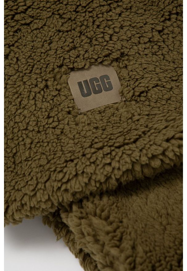Ugg - UGG Szal damski kolor zielony gładki. Kolor: zielony. Wzór: gładki