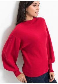 bonprix - Sweter oversize z mieszanki wiskozy. Typ kołnierza: kołnierzyk stójkowy. Kolor: czerwony. Materiał: dzianina, wiskoza. Styl: elegancki #3