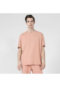 outhorn - T-shirt oversize z haftem męski - koralowy. Okazja: na co dzień. Kolor: pomarańczowy. Materiał: bawełna, dzianina. Wzór: haft. Styl: casual #4