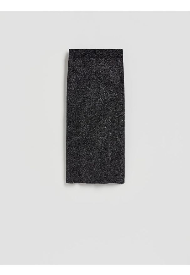 Reserved - Spódnica z dodatkiem lyocellu - czarny. Kolor: czarny. Materiał: dzianina, wełna