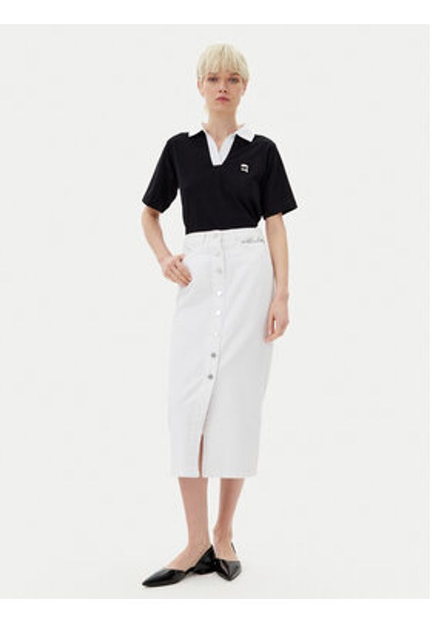 Karl Lagerfeld - KARL LAGERFELD Polo A2W17111 Czarny Regular Fit. Typ kołnierza: polo. Kolor: czarny. Materiał: bawełna