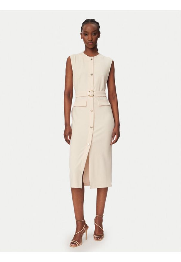 Rinascimento Sukienka koktajlowa CFC0020278002 Beżowy Slim Fit. Kolor: beżowy. Materiał: syntetyk. Styl: wizytowy