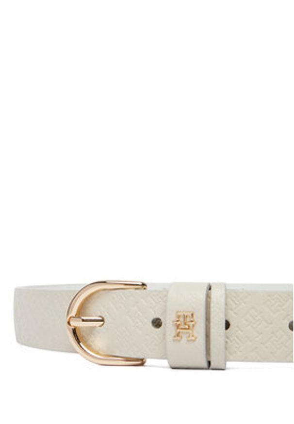 TOMMY HILFIGER - Tommy Hilfiger Pasek Damski Ess Effortless 2.5 Go Mono AW0AW18856 Biały. Kolor: biały. Materiał: skóra